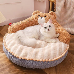 Snuggle Cartoon Cat Bed