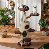 Mushroom Forest Multi-Level Solid Wood Cat Tree