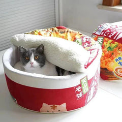 Japanese Ramen Bowl Cute Cat Bed
