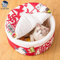 Japanese Ramen Bowl Cute Cat Bed
