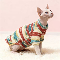 Colorful Tie - Dye Furry Cat Sweater