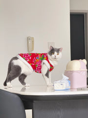 Veste Chat Fleurie Style Folk Chinois