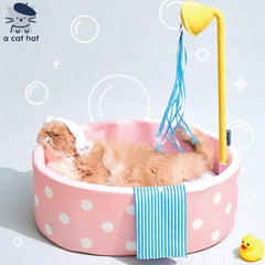 Pink Wave Bubble Tub Cat Bed