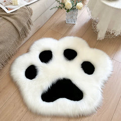 Alfombra de felpa larga con forma de nube y pata de gato