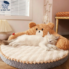 Snuggle Cartoon Cat Bed