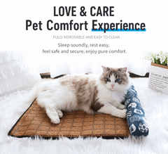 Summer Cooling Rattan Pet Mat with Bolster Pillow