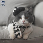 Artist Beret & Plaid Scarf Set