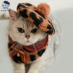 Stylish Cat Beret and Bib Set