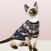 Pullover im Bohemian-Stil mit Katzenmotiv