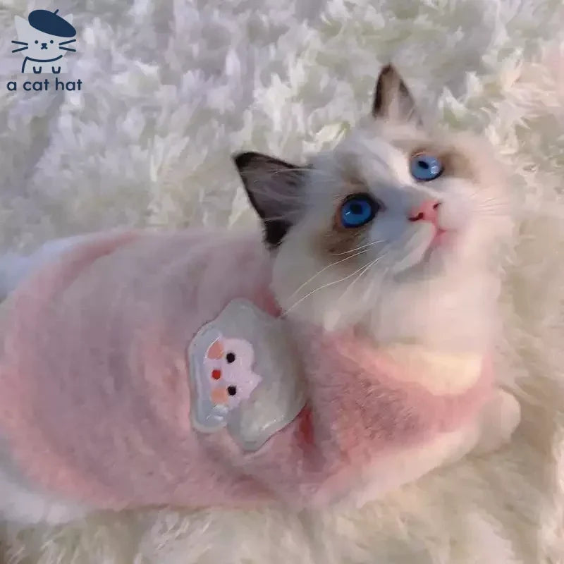 Pull Chat Lapin Mignon en Peluche