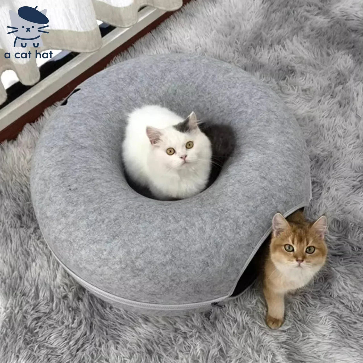 CircleFun Felt Tunnel Cat Bed (Enclosed Secure Tire Style)
