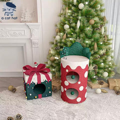 Christmas Surprise Gift Box Cat Bed