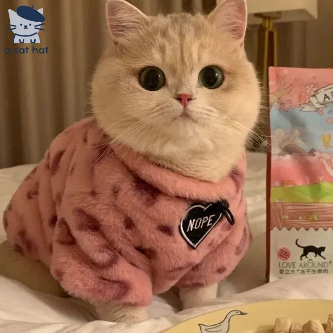 Suéter de gato con estampado de leopardo rosa