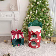 Christmas Surprise Gift Box Cat Bed
