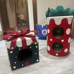 Christmas Surprise Gift Box Cat Bed