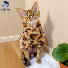 Leopard - Print Fuzzy Cat Sweater