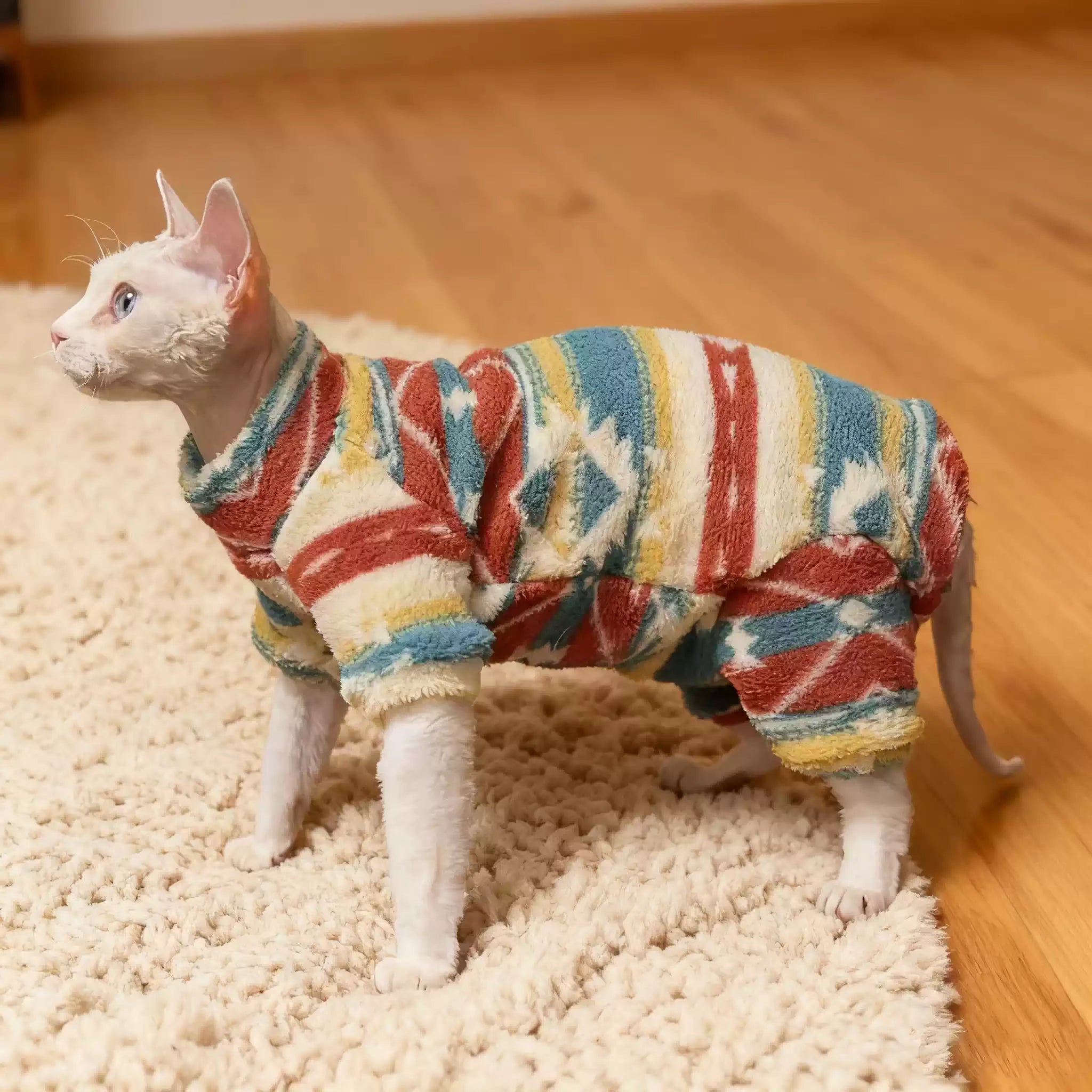Pull en Fourrure Tie-Dye Coloré pour Chat