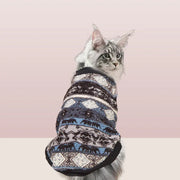 Pullover im Bohemian-Stil mit Katzenmotiv