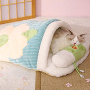 Blumen-Warmschlafsack Katzenbett