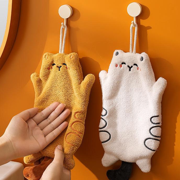 Niedliches Reiskorn-Hängehandtuch mit Katzenmotiv 