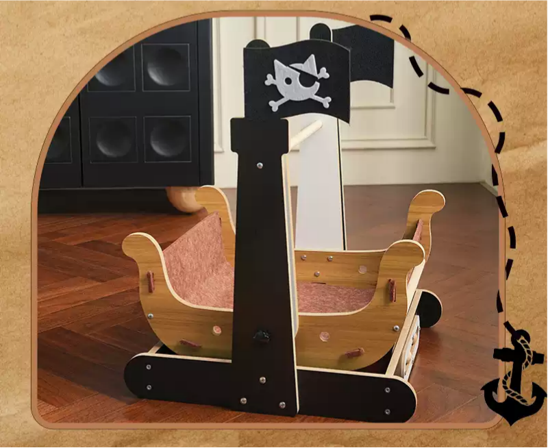 Cama columpio para gatos con diseño de barco pirata Captain Meow