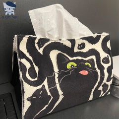 Witty Black Cat Tissue Box