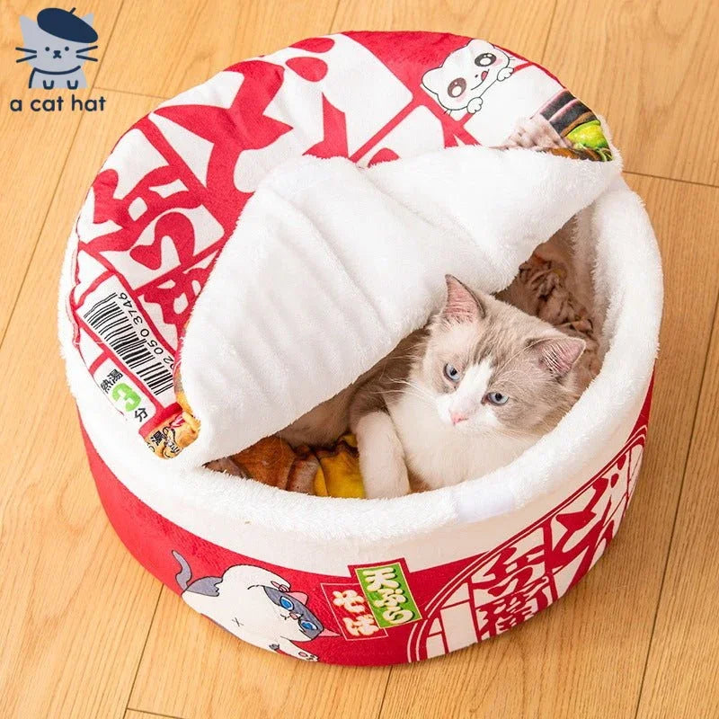 Tazón de ramen japonés, linda cama para gatos