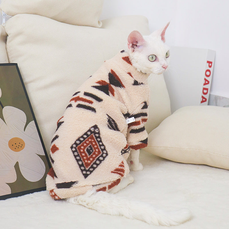 Ethnic Style Fleece Cat sweater