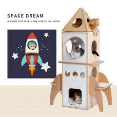 Space Rocket-Themed Cat Tree