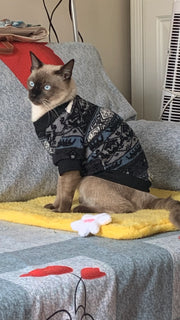 Pullover im Bohemian-Stil mit Katzenmotiv