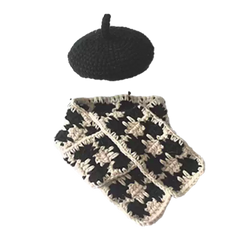 Artist Beret & Plaid Scarf Set
