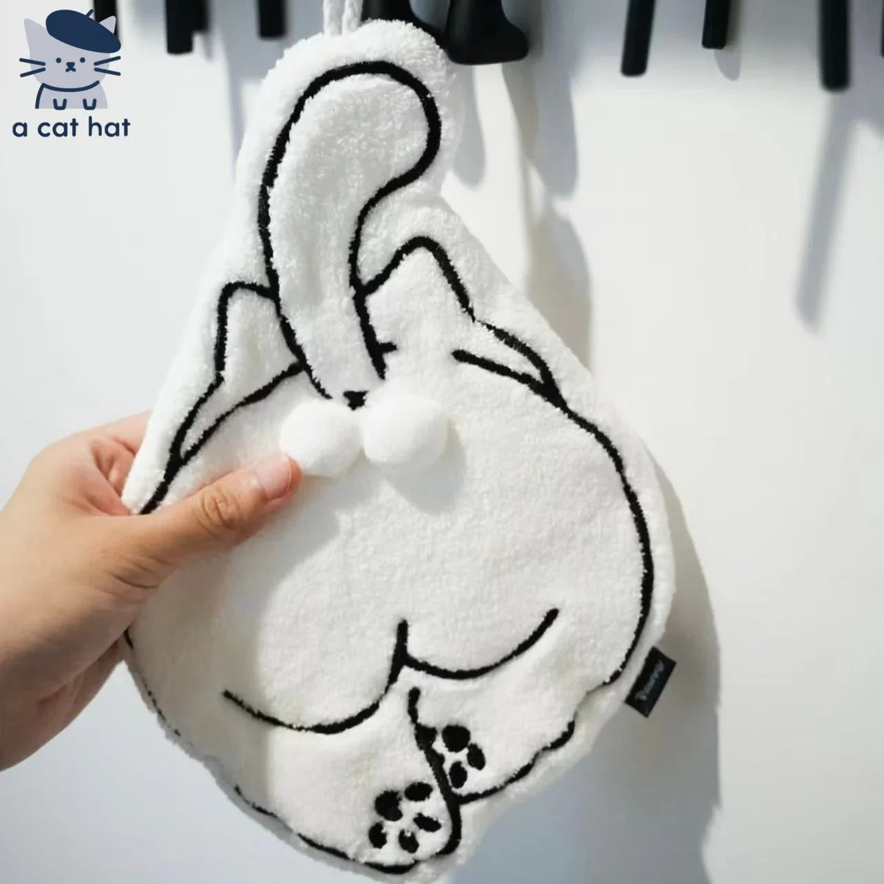 Toalla de mano colgante con forma de huevo de gato