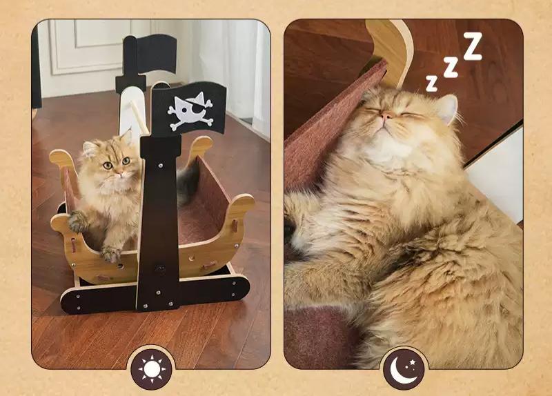 Cama columpio para gatos con diseño de barco pirata Captain Meow