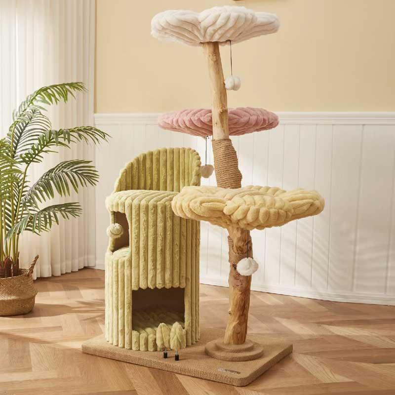 Flower Cloud-Top Fruitwood Cat Tree