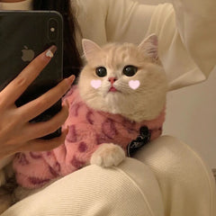 Pink Leopard Print Cat Sweater