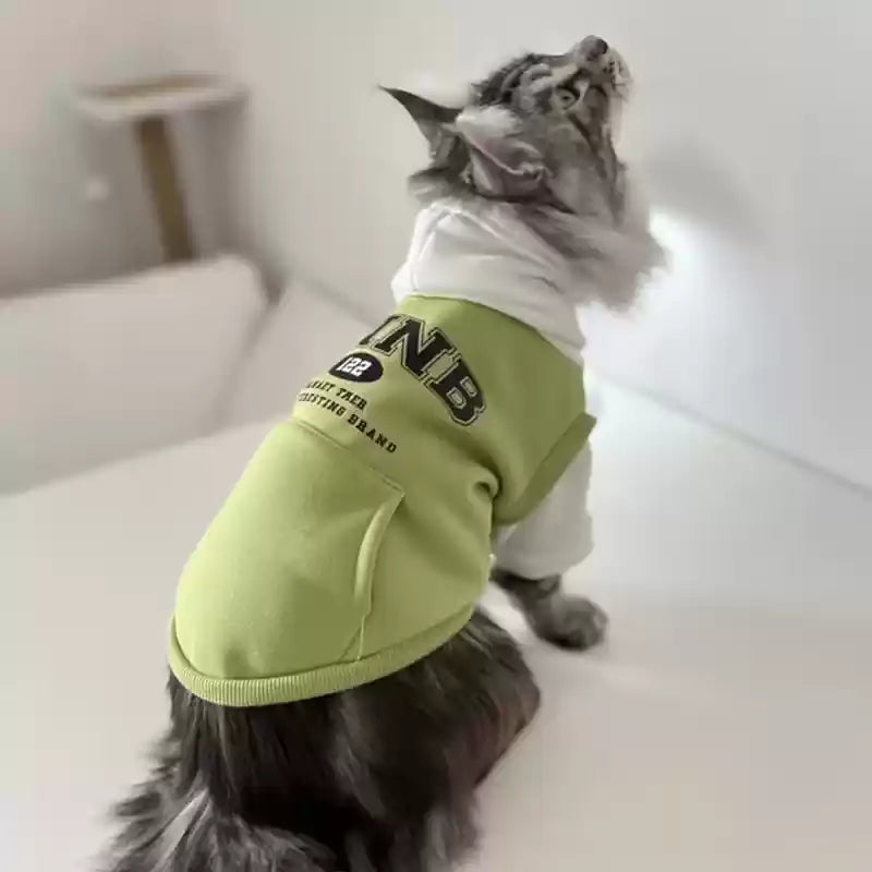 "Chic Green Layered Cat Hoodie"