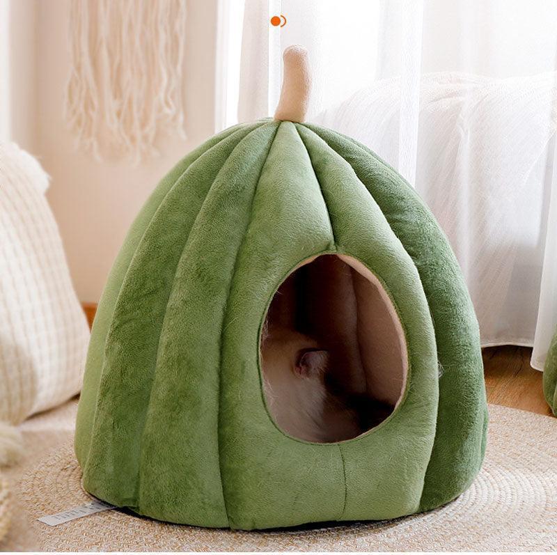 Pumpkin Warm Semi-Enclosed Cat Bed