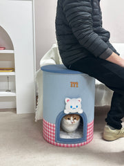 Cama y contenedor de almacenamiento 2 en 1 Cute Kitty Barrel para gatos