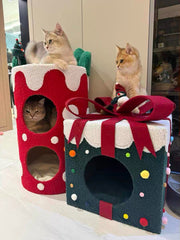 Christmas Surprise Gift Box Cat Bed
