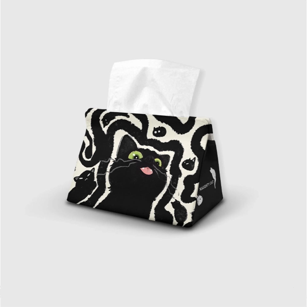 Witzige Taschentuchbox mit schwarzer Katze 