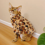 Leopard - Print Fuzzy Cat Sweater