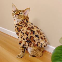 Leopard - Print Fuzzy Cat Sweater