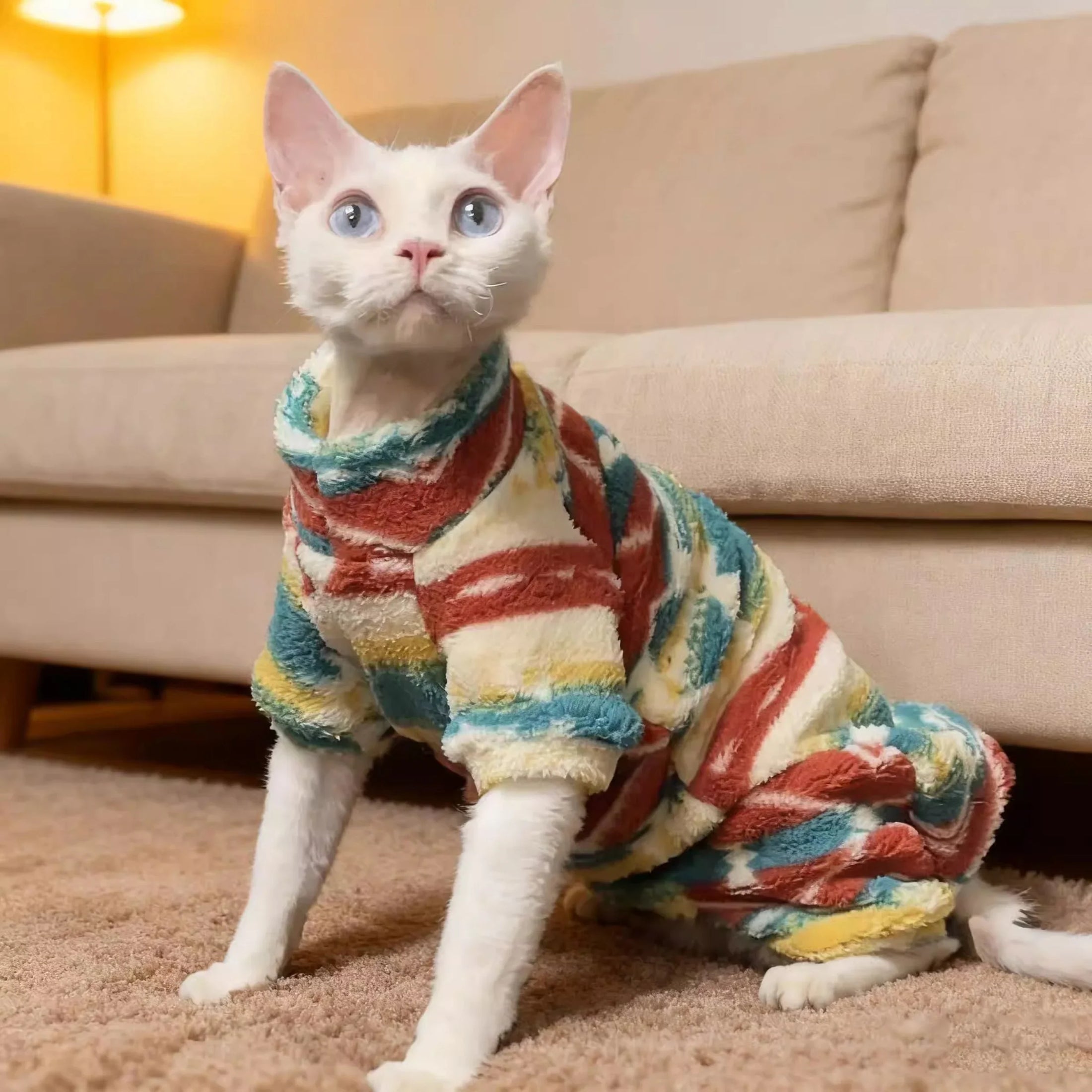 Pull en Fourrure Tie-Dye Coloré pour Chat
