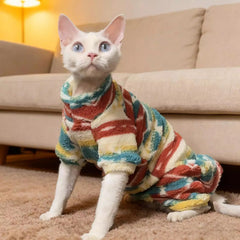 Pull en Fourrure Tie-Dye Coloré pour Chat