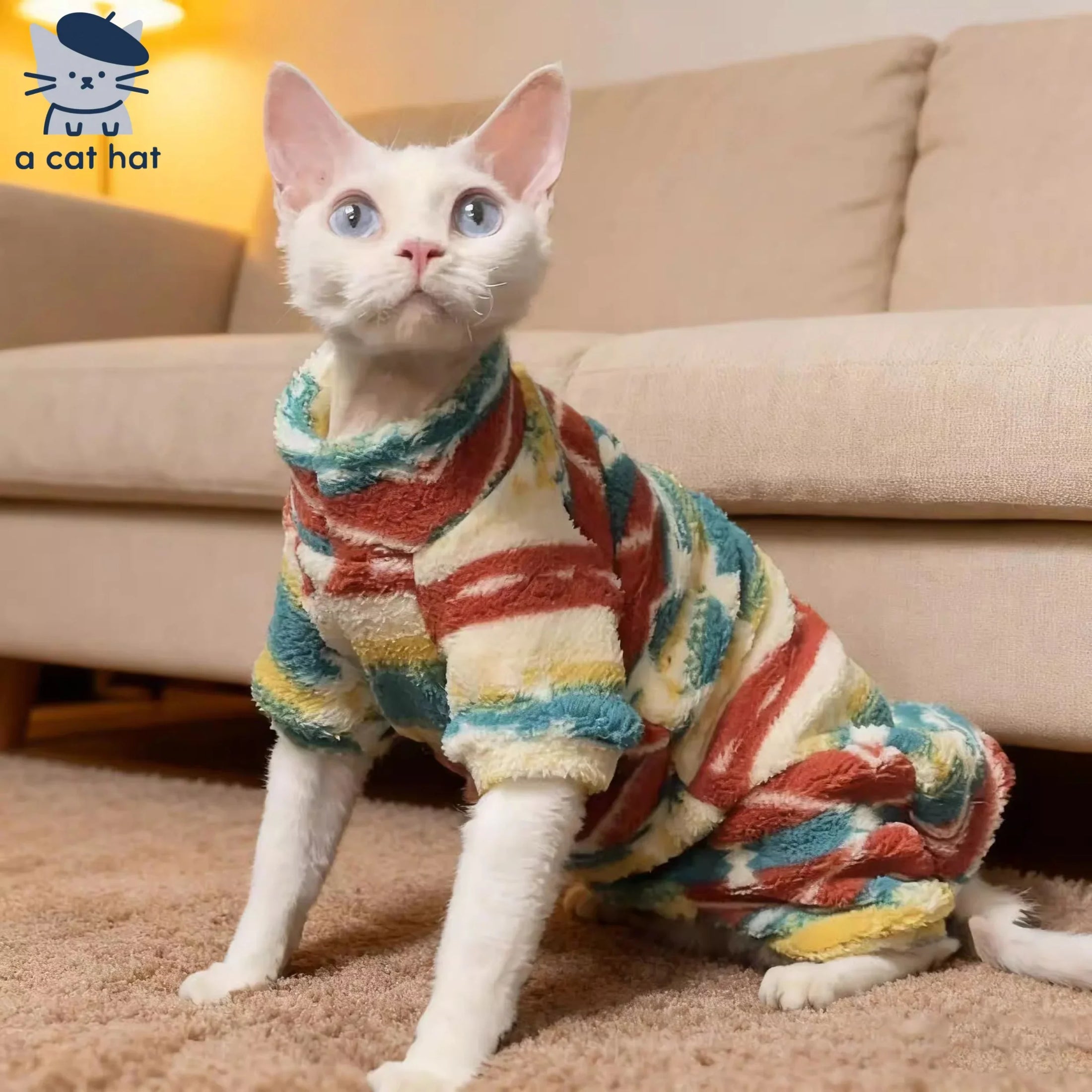 Pull en Fourrure Tie-Dye Coloré pour Chat