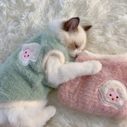 Plüschiger Pullover mit niedlichem Hasen- und Katzenmotiv