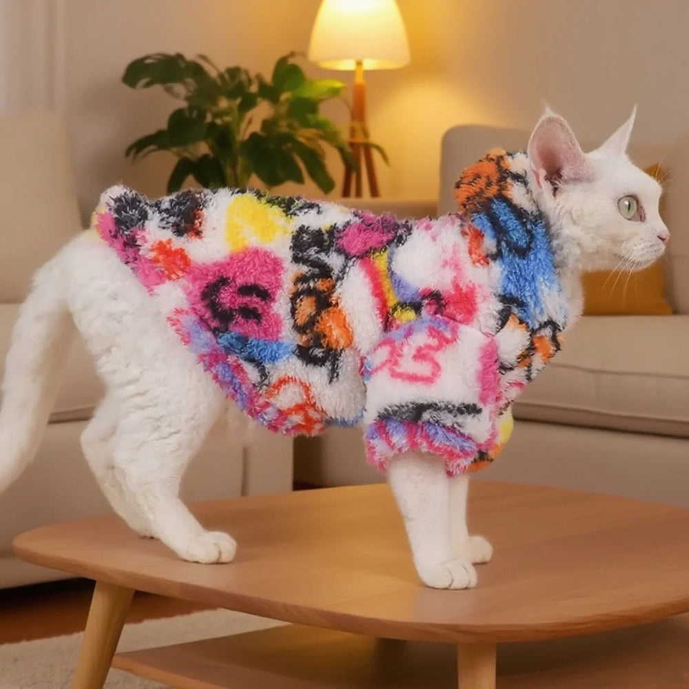 Bunter Katzenpullover