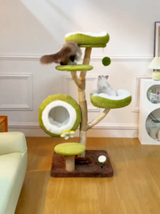 Natural Wood Multi-Level Cat Tree