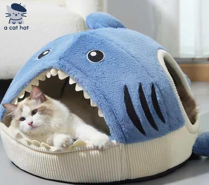 Shark Enclosed Cat Bed