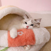 Blumen-Warmschlafsack Katzenbett